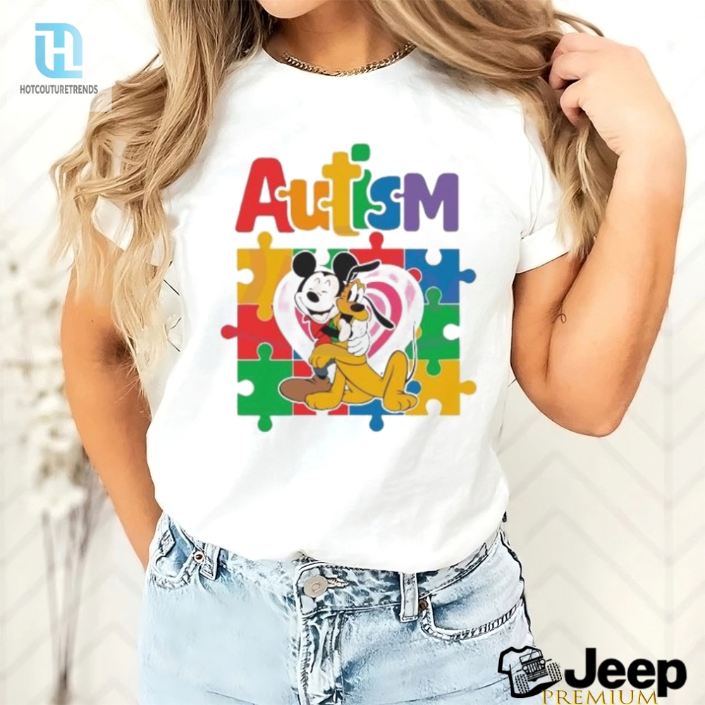 Cute Pluto Mickey Mouse Autism Heart Puzzle Shirt 