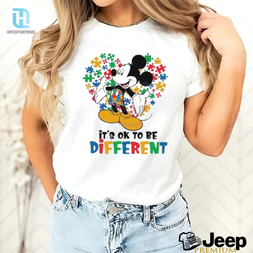 Mickey Mouse Autism Its Ok To Be Different Heart Puzzle Shirt 