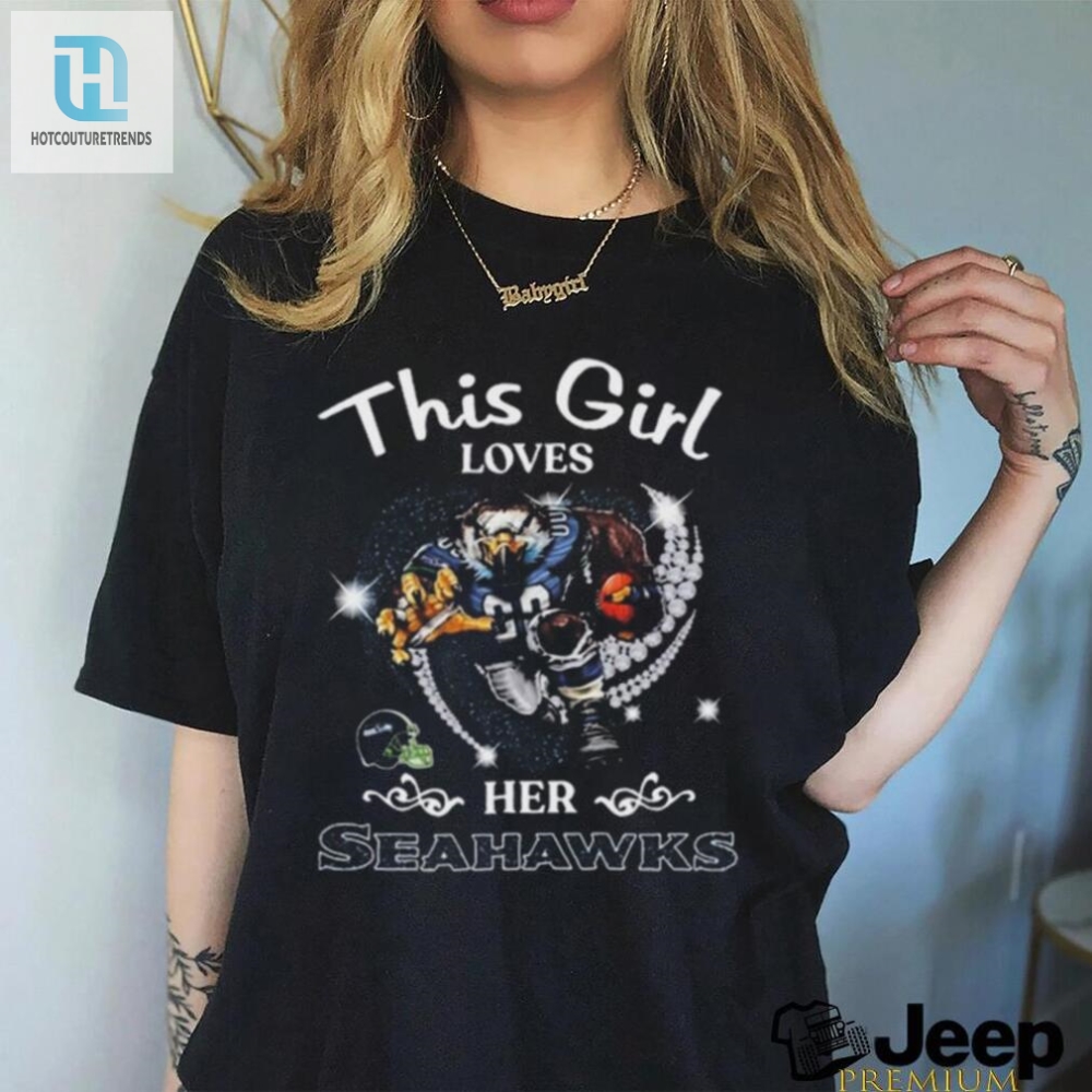 This Girl Loves Her Hearts Mascot Seattle Seahawks Diamond 2024 Shirt 