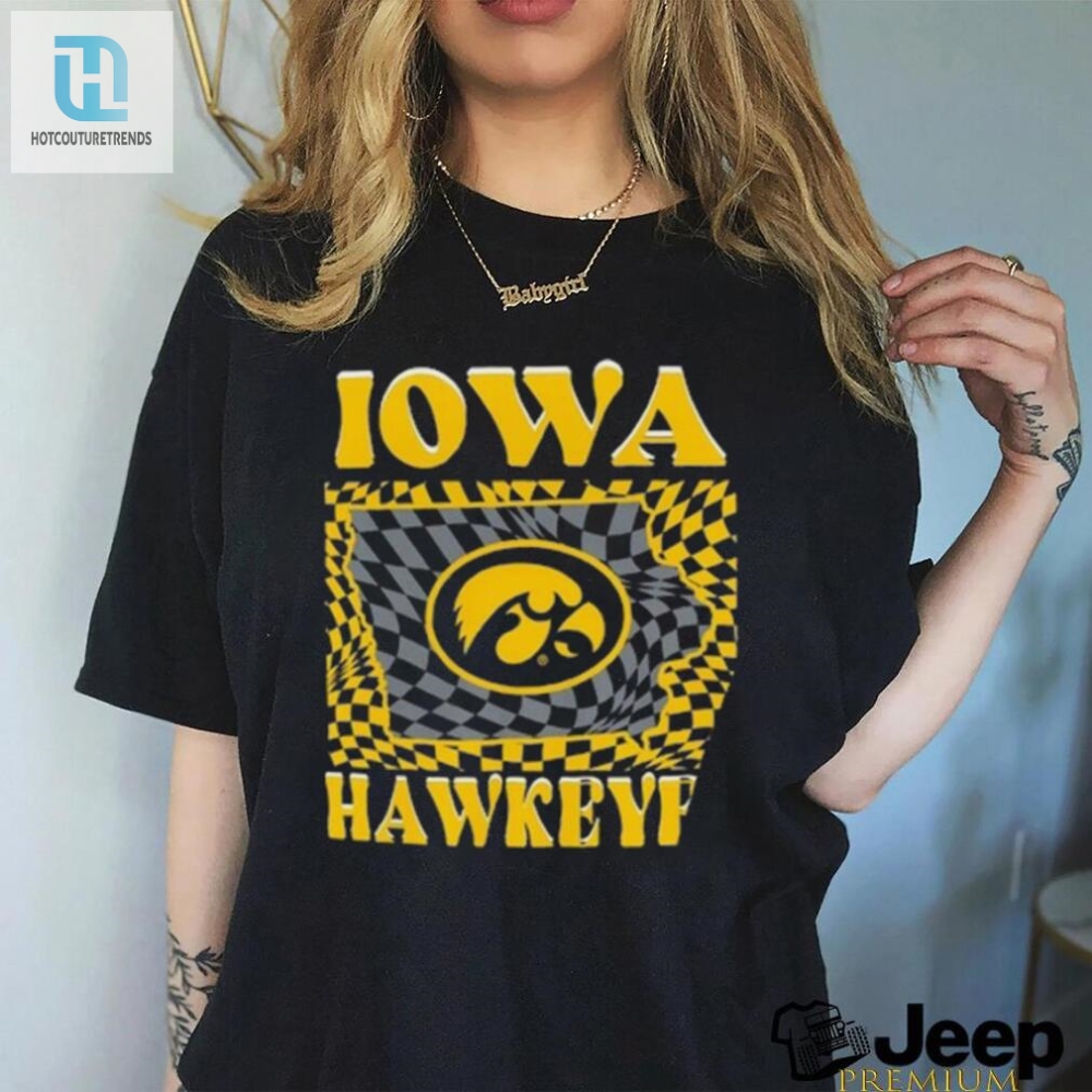 Iowa Hawkeyes Womens Comfort Colors Checkered Mascot T Shirt 