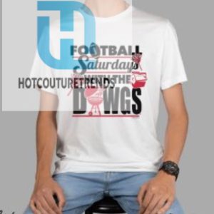 New World Graphics Mens Georgia Bulldogs White Football Saturdays With The Dawgs T Shirt hotcouturetrends 1 1