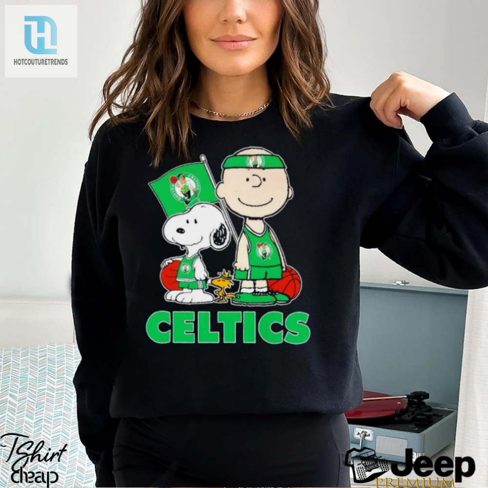 Boston Celtics Peanuts Snoopy Woodstock And Charlie Brown Flag Shirt 
