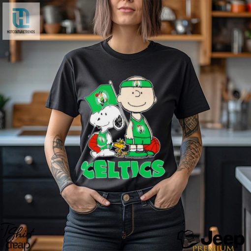 Boston Celtics Peanuts Snoopy Woodstock And Charlie Brown Flag Shirt hotcouturetrends 1 3