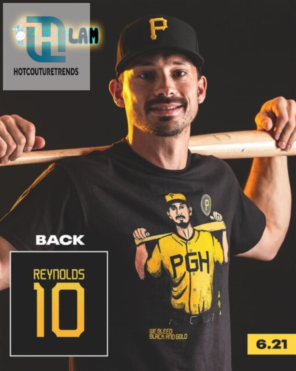 Pirates Bryan Reynolds City Connect Jersey Tshirt 2024 Giveaway 