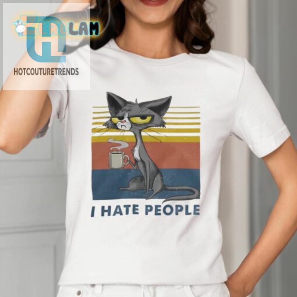 Hate People Love Cats Humorous Coffee Cat Shirt