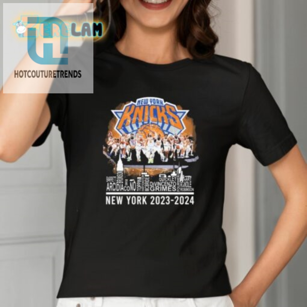 Cheer Em On The Rise Ny Knicks 2324 Player Tee With Cityscape Fun
