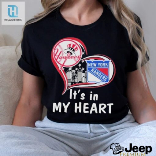 New York Rangers New York Yankees Heart Tshirt Double The Teams Double The Love hotcouturetrends 1 1