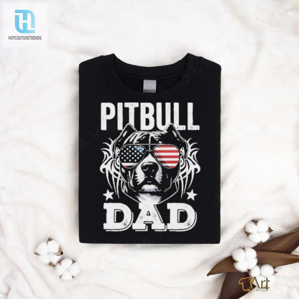 Top Dog Dad Pitbull Patriotic Tee  Usa Flag Edition
