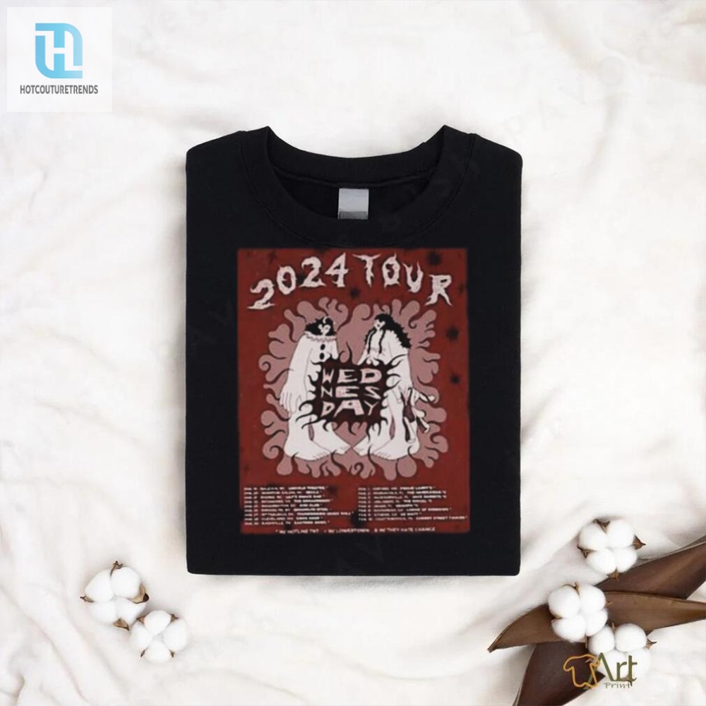Get Your Laugh On With The Official 2024 Wednesday Tour Shirt