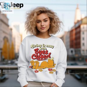 Funny Garfield Tee Living Easy With Eyes Closed Shirt hotcouturetrends 1 2