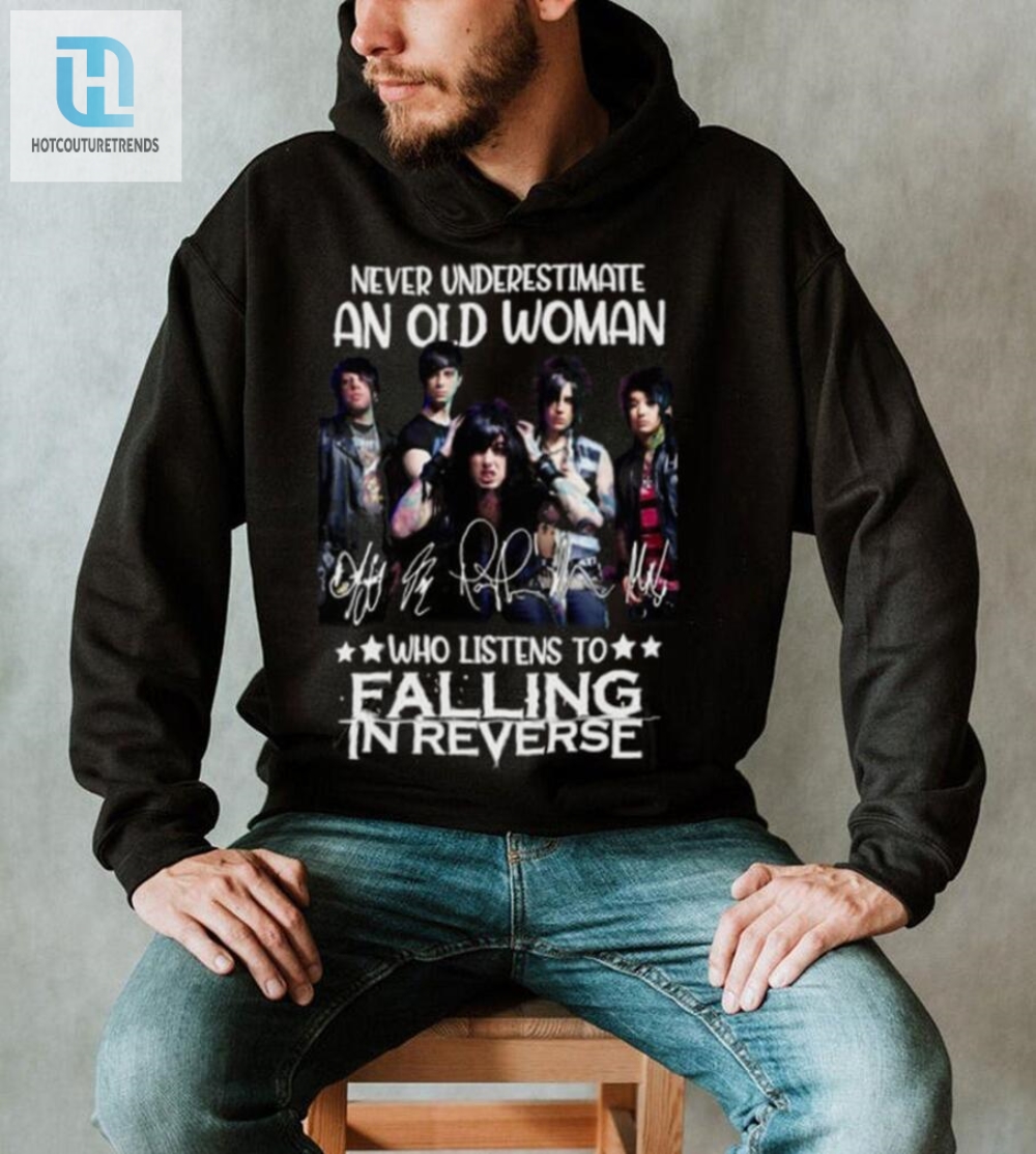 Funny Tshirt Old Woman Rocks Falling In Reverse Music