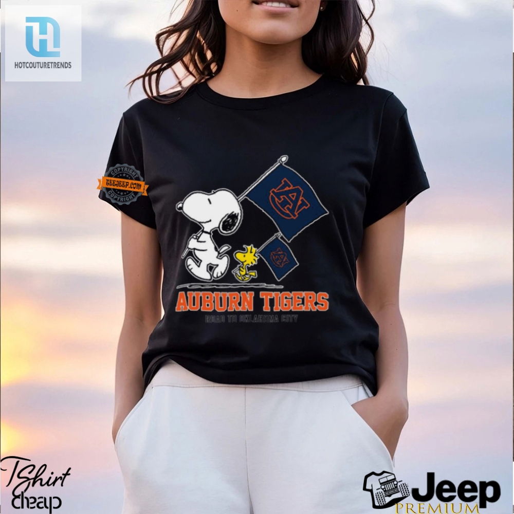 Snoopy Auburn Tigers Tee Road To Okc Fun Flag Shirt