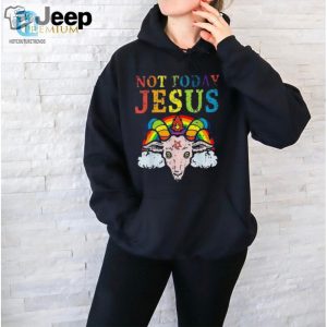 Funny Satanic Pride Rainbow Goat Tshirt Not Today Jesus hotcouturetrends 1 1