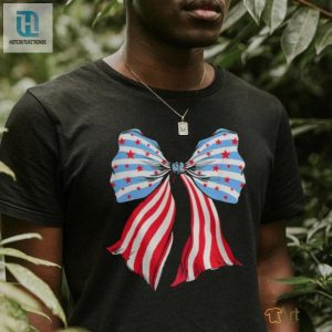 Quirky Retro Flag Bow Tee Perfect Laughs For July 4Th hotcouturetrends 1 2