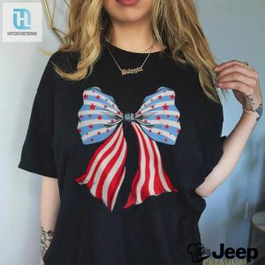 Quirky Retro Flag Bow Tee Perfect Laughs For July 4Th hotcouturetrends 1 3