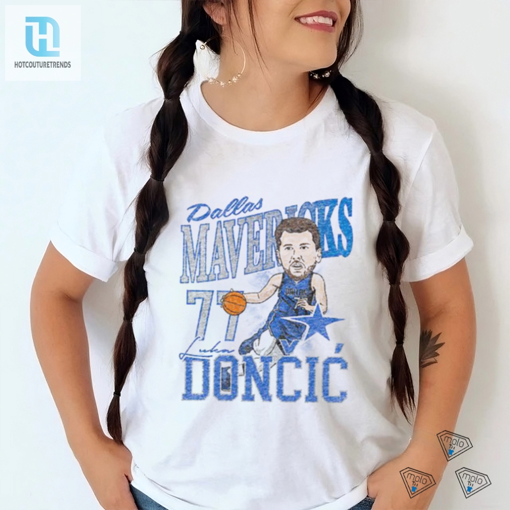 Luka Doncics Witty Caricature Tee  Stand Out In Mavs Style