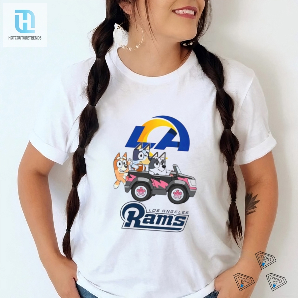 Score Laughs With Bluey L.A. Rams Car Fun Shirt