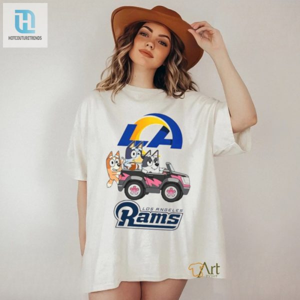 Score Laughs With Bluey L.A. Rams Car Fun Shirt hotcouturetrends 1 3