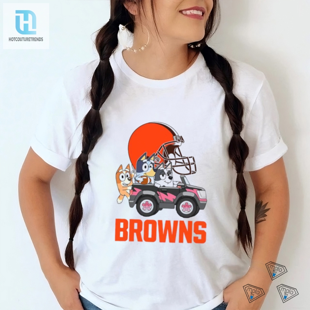Drive Laughing Bluey In Browns Shirt For Football Fun