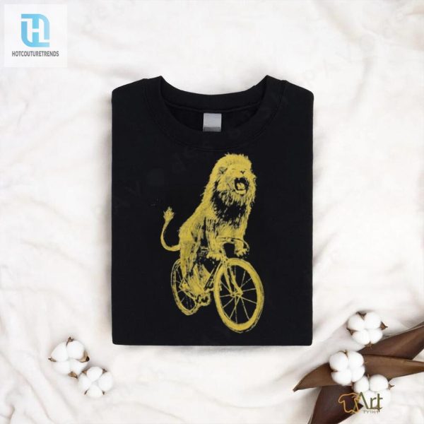 Ride With Roar Funny Lion On Bicycle Tshirt hotcouturetrends 1 2