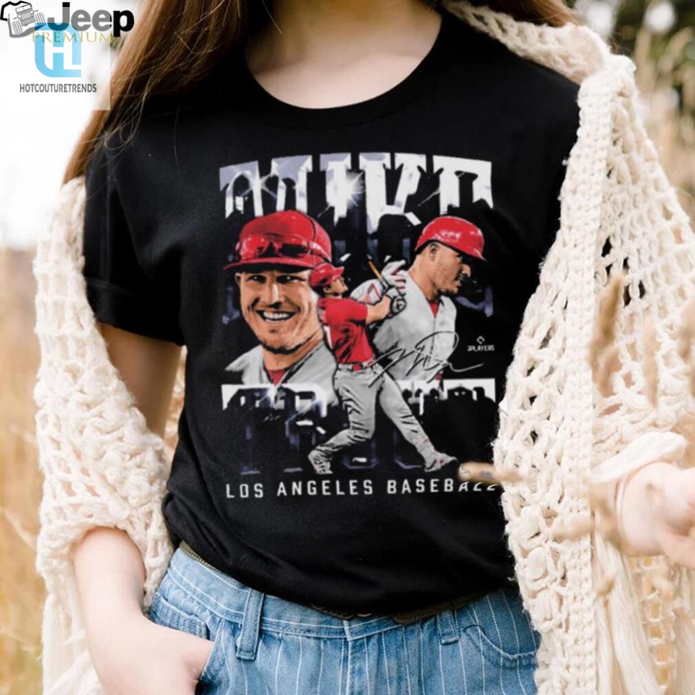 Score A Laugh Retro Mike Trout Angels Signature Tee