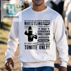 Comically Fierce Thee Cormans Death Match Wrestling Tee hotcouturetrends 1 2