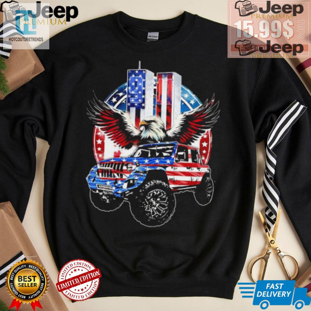 Quirky Eagle In Jeep 911 Shirt  Patriotic  Unique 2024 Style