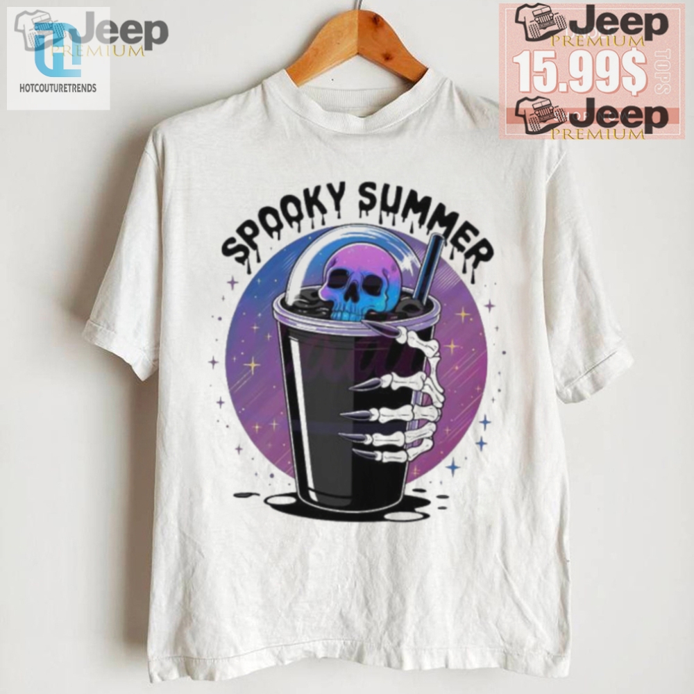 Quirky Spooky Summer Skeleton Drink Shirt  Stand Out Fun