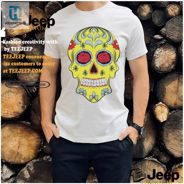 Quirky Yellow Sugar Skull Tee Floral Fun Funny Style hotcouturetrends 1