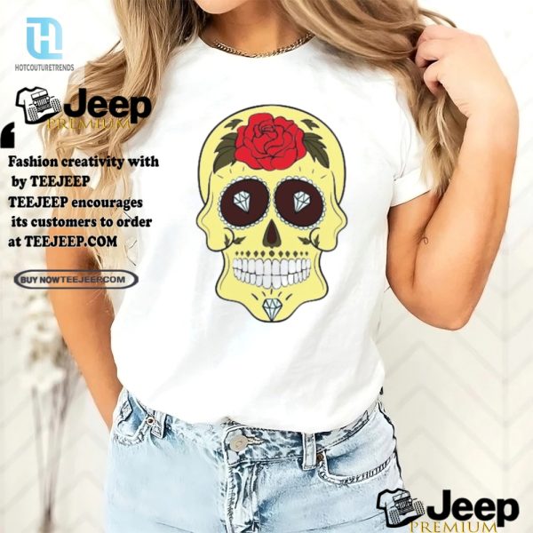 Lol With Unique Yellow Sugar Skull Diamond Rose Tee hotcouturetrends 1 3