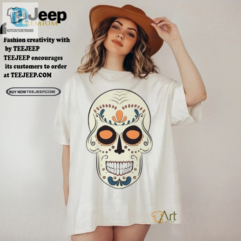 Quirky Yellow Sugar Skull Tee  Floral Fun  Laughs