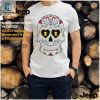 Funny Deep Sky Blue Sugar Skull Tee With Yellow Blooms hotcouturetrends 1