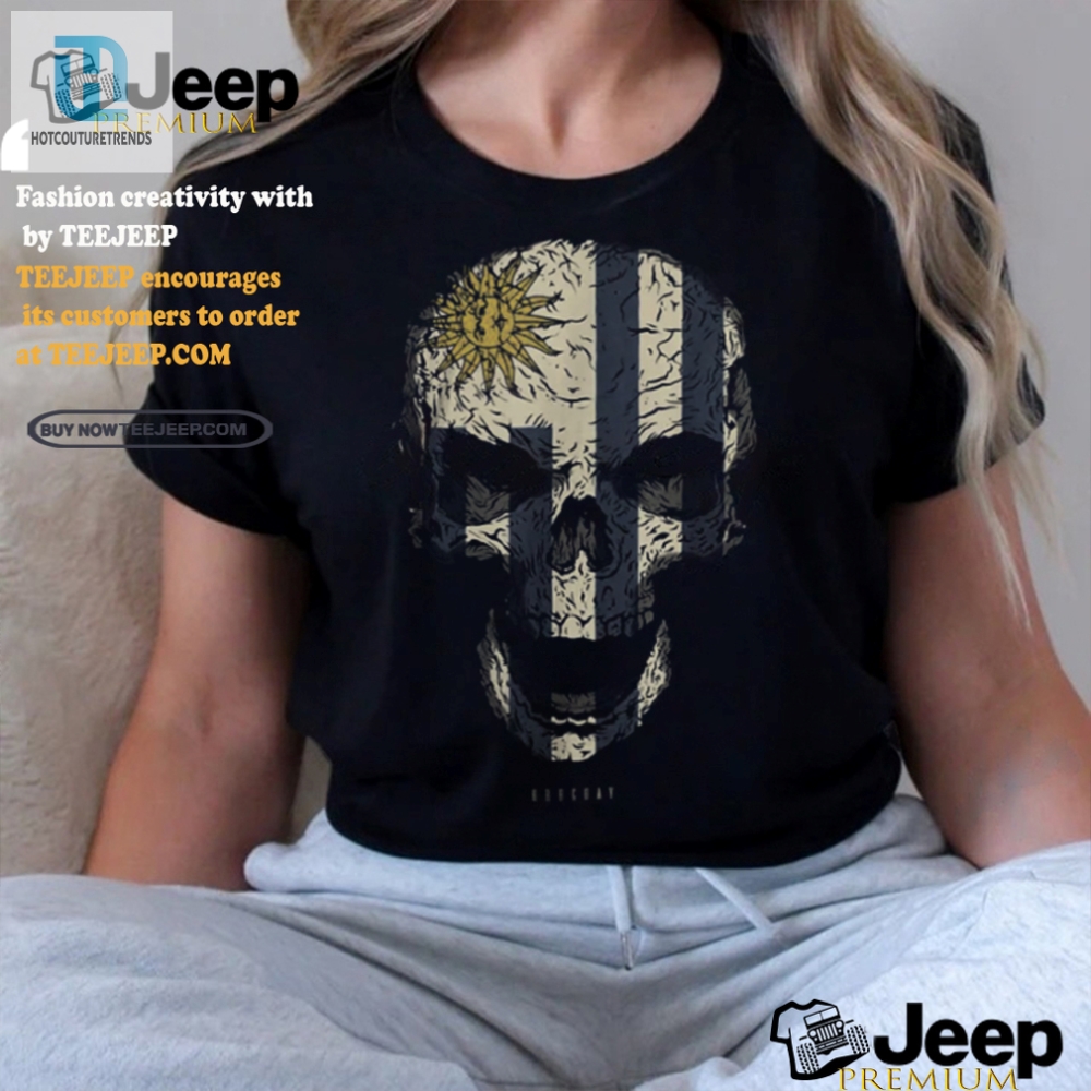 Funny Uruguay Flag Skull Tee  Unique Uruguayan Roots Shirt