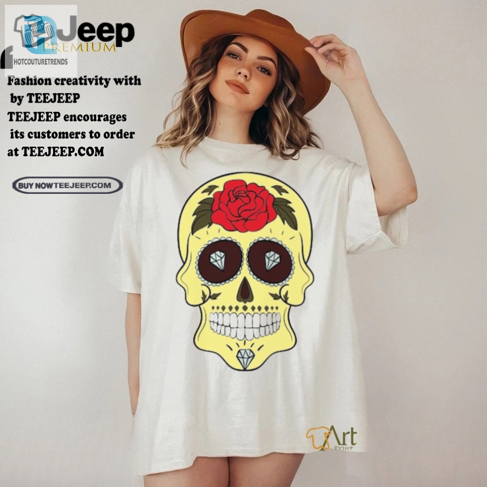 Quirky Yellow Skull Tee Diamond  Roses With A Laugh