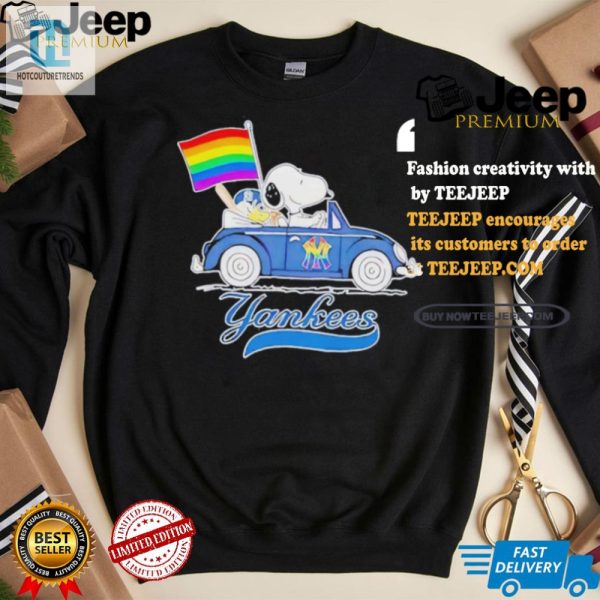 Yankees Pride Snoopy Woodstock Car Tshirt Fun Unique hotcouturetrends 1 1