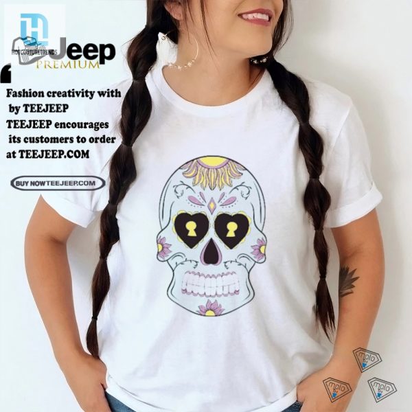 Quirky Sugar Skull Tee Sky Blue With Funky Flowers hotcouturetrends 1 2