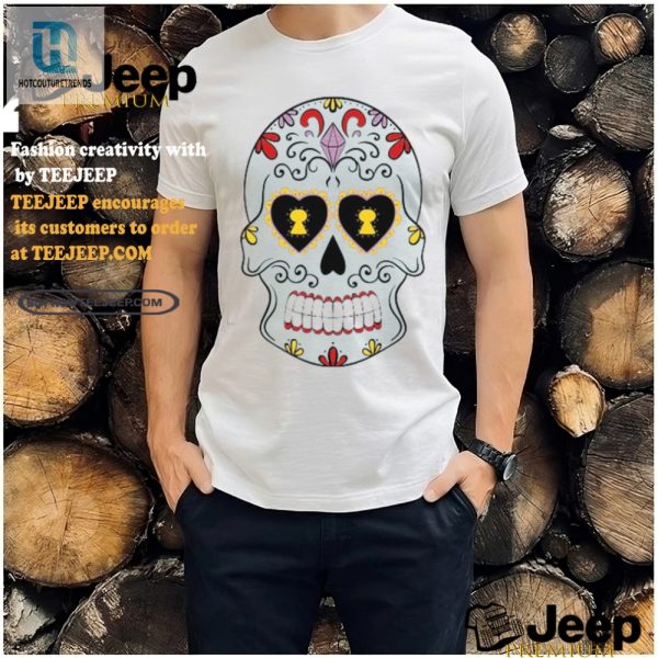 Quirky Deep Sky Blue Skull Tee Fun Floral Design hotcouturetrends 1