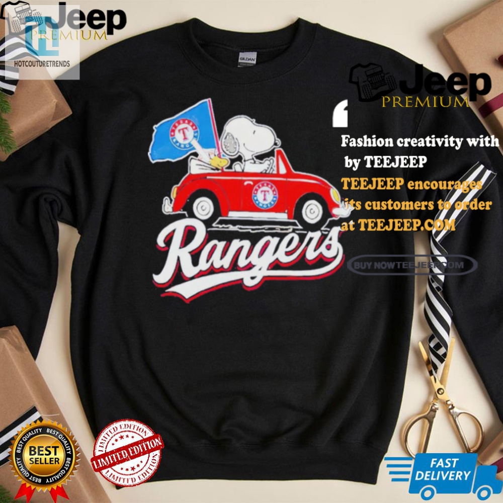 Snoopy Drives Texas Rangers Tee  Fun  Unique Official Shirt