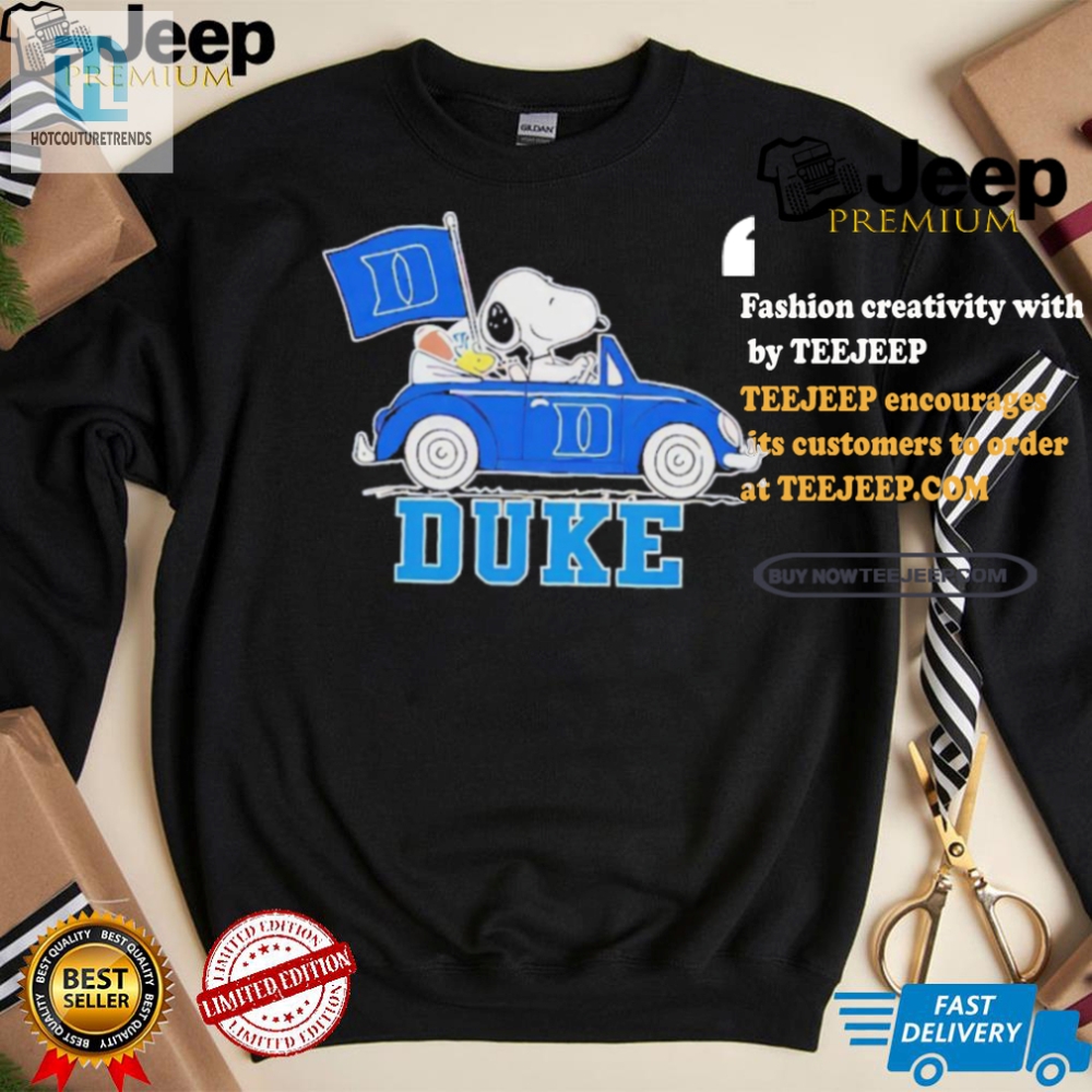 Get Serious Laughs Snoopy Drives Duke Flag Tshirt