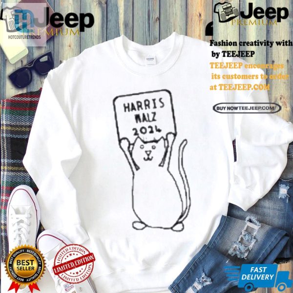 Purrfectly Political Cat Harris Walz 2024 Funny Tee hotcouturetrends 1 1