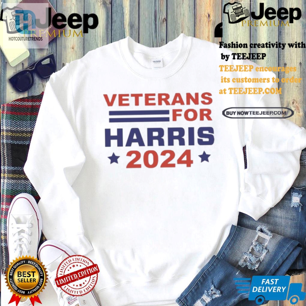 Vote Harris 2024 Funny Veteran Support Tee