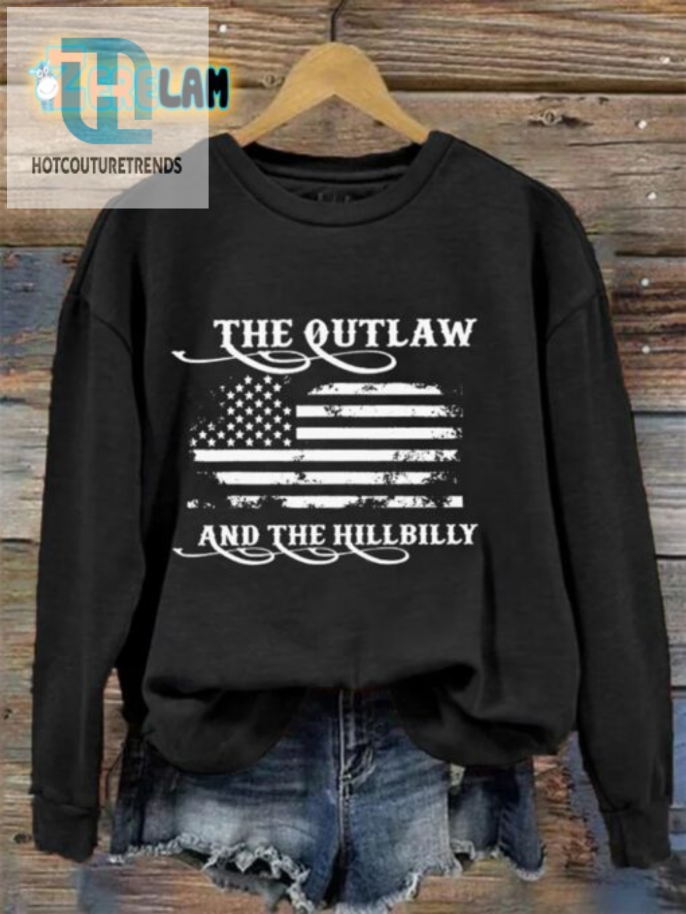 Outlaw  Hillbilly Womens Funny Crew Neck Sweatshirt