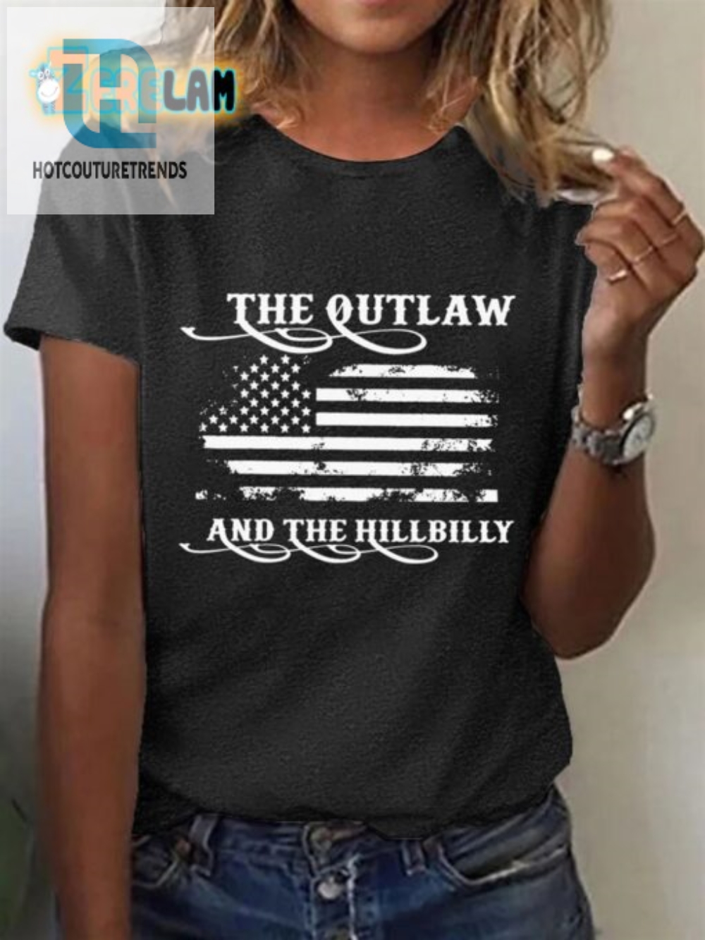 Funny Womens Outlaw  Hillbilly Crew Neck Tshirt  Unique