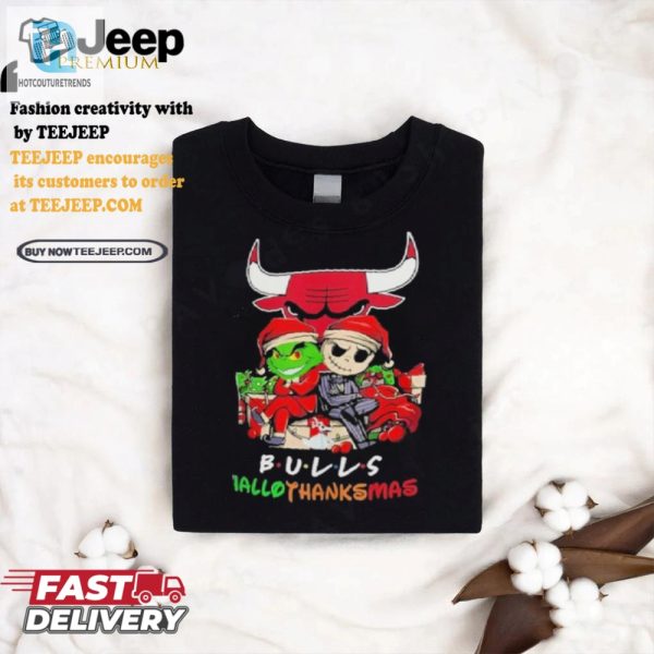 Funny Grinch Jack Bulls Friends Hallothanksmas Tee hotcouturetrends 1