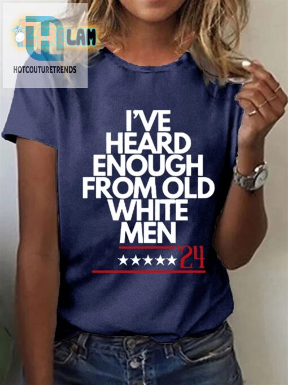 Funny Womens Tee Tired Of Old White Men Quote Shirt