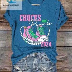 Snazzy 2024 Womens Chucks Pearls Tee Chic Hilarious hotcouturetrends 1 1