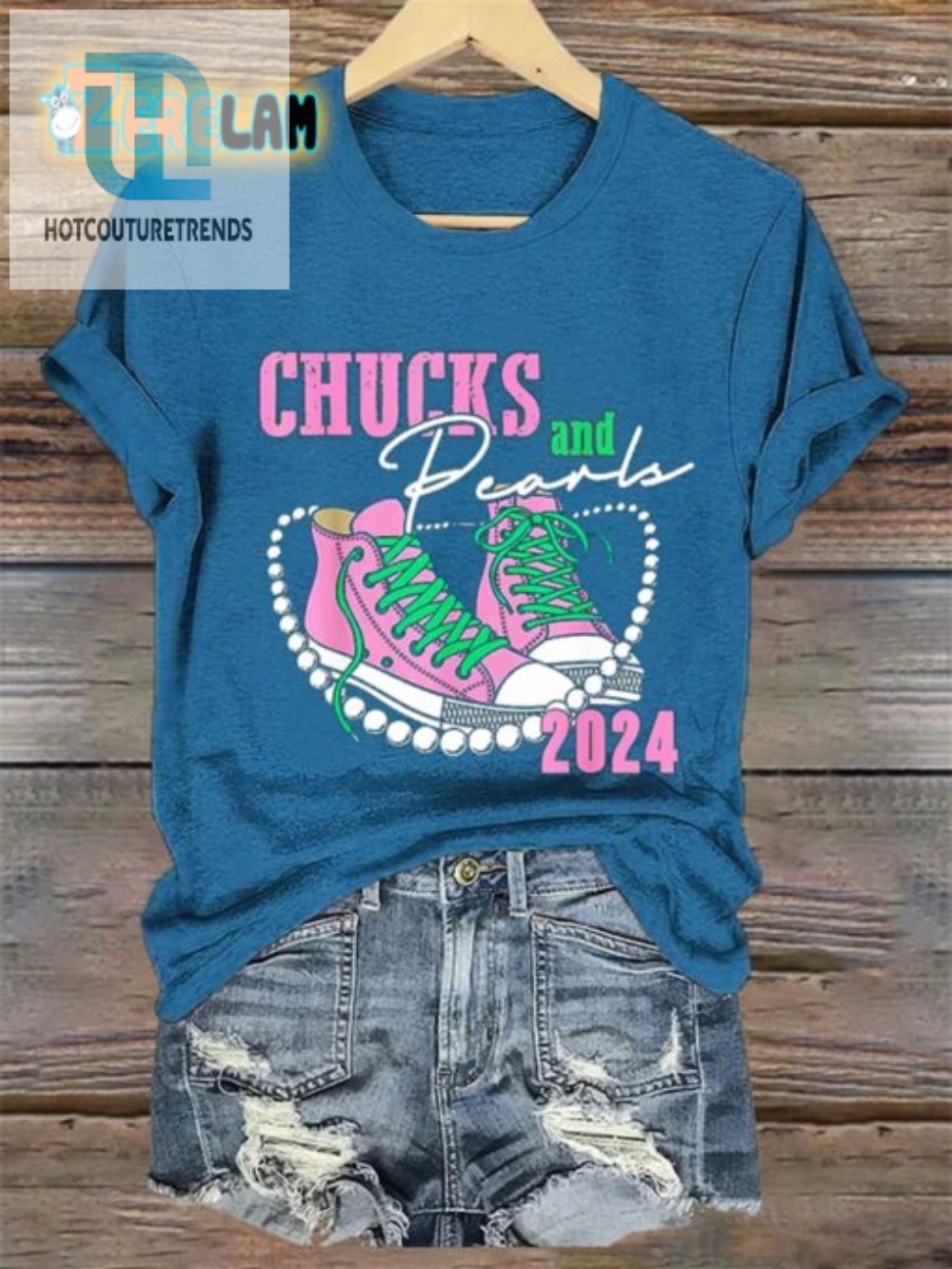 Snazzy 2024 Womens Chucks  Pearls Tee  Chic  Hilarious