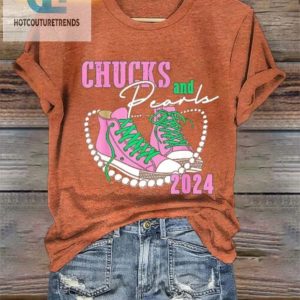 Snazzy 2024 Womens Chucks Pearls Tee Chic Hilarious hotcouturetrends 1 2