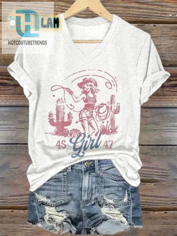 Cowgirl Vibes Funny Cactus Vneck Tee Yeehaw With Style hotcouturetrends 1