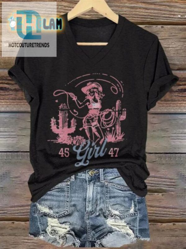 Cowgirl Vibes Funny Cactus Vneck Tee Yeehaw With Style hotcouturetrends 1 1